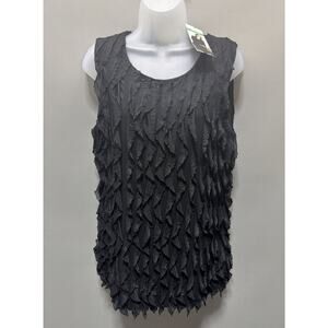 Vintage Laura Ashley Sleeveless Lined Blouse Black Office Ruffles Retro Medium